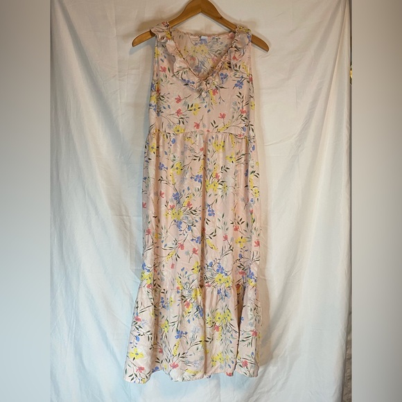 Old Navy Dresses & Skirts - Old navy sun dress ruffle flowers pink full length maxi